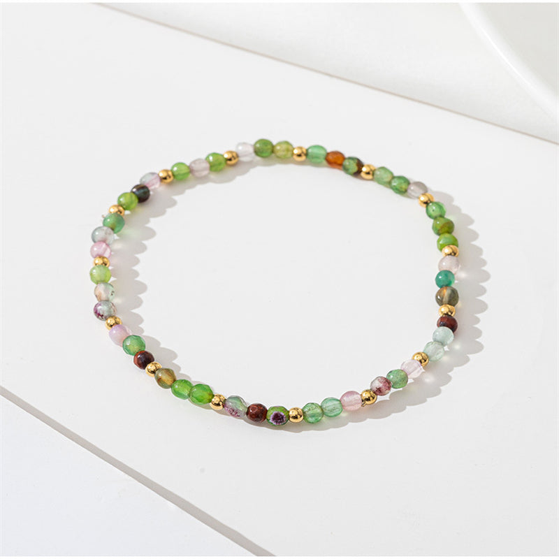 Handmade Agate & Natural Stone Geometric Circle Bracelet - 16cm Bohemian Ethnic Style Vintage Women's Jewelry