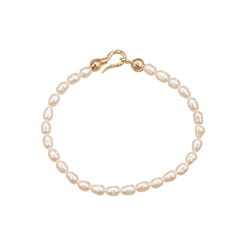 Handmade Geometric Copper & Freshwater Pearl Unisex Bracelet - 4-5mm Pearls, Sweet-Edgy Style, Employee Appreciation Gift