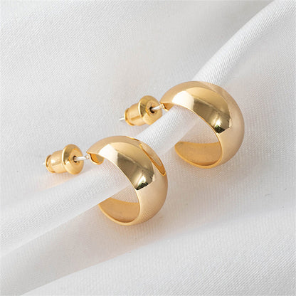 Handmade Geometric Gold-Plated Brass Hoop Earrings - Minimalist Everyday Style