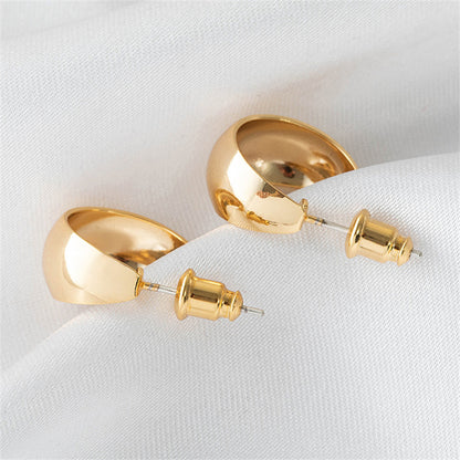 Handmade Geometric Gold-Plated Brass Hoop Earrings - Minimalist Everyday Style