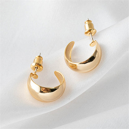Handmade Geometric Gold-Plated Brass Hoop Earrings - Minimalist Everyday Style