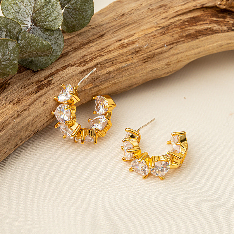 Handmade Geometric Gold Plated Earrings with 925 Silver Posts - Minimalist Light Luxury Studs for Women