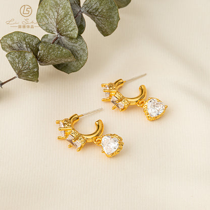 Handmade Geometric Gold Plated Stud Earrings with 925 Silver Posts - Light Luxury Minimalist Jewelry for Women
