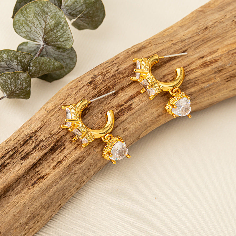 Handmade Geometric Gold Plated Stud Earrings with 925 Silver Posts - Light Luxury Minimalist Jewelry for Women
