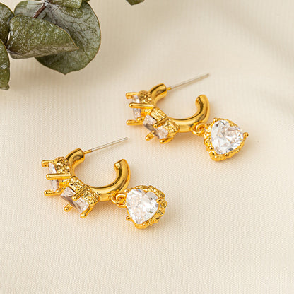 Handmade Geometric Gold Plated Stud Earrings with 925 Silver Posts - Light Luxury Minimalist Jewelry for Women