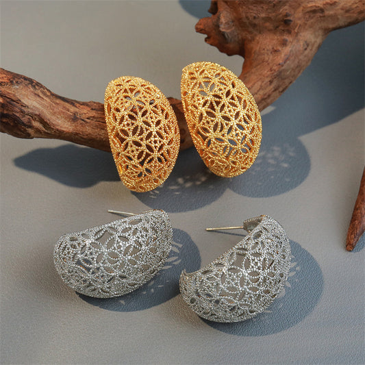 Handmade Geometric Oval Hoop Earrings in Gold & Silver Plating - Minimalist Statement Jewelry for Women