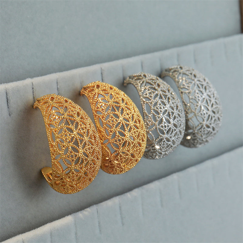 Handmade Geometric Oval Hoop Earrings in Gold & Silver Plating - Minimalist Statement Jewelry for Women