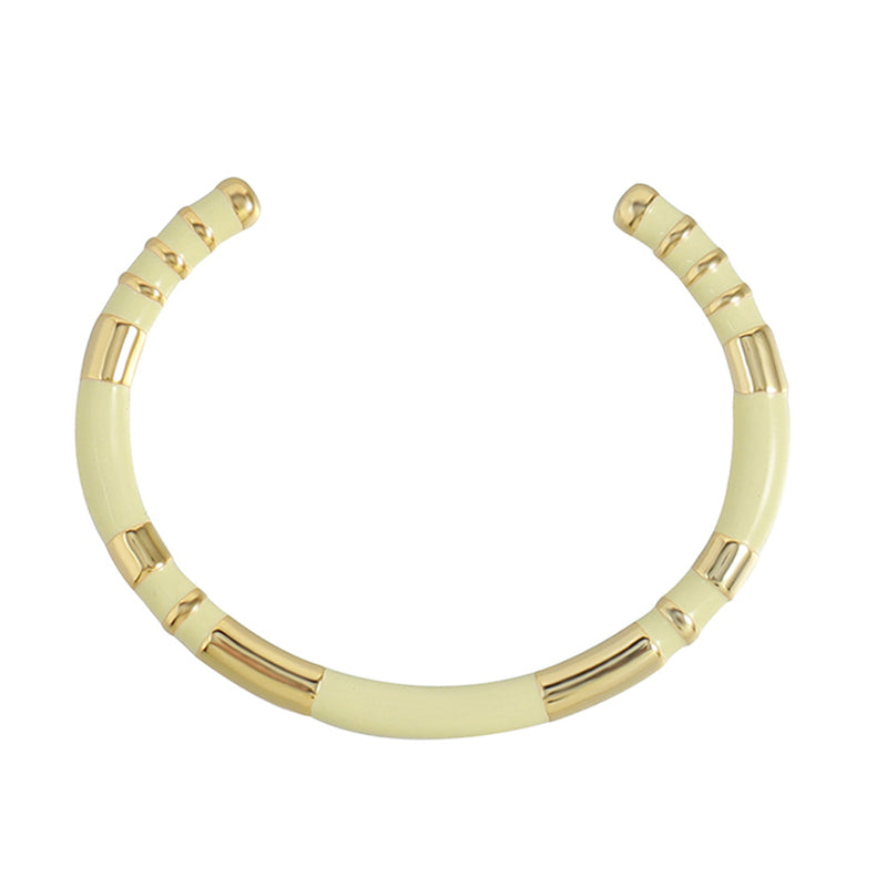 Handmade Geometric Ring-shaped Bracelet - Genuine Gold Plated Copper in Black/Gold & Avocado Green  Light Luxury Style