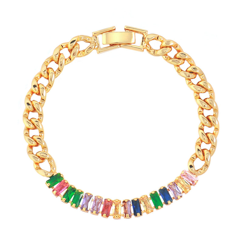 Handmade Geometric Ring Bracelet - Genuine Gold Plated Copper with Zircon, Light Luxury Style for Women