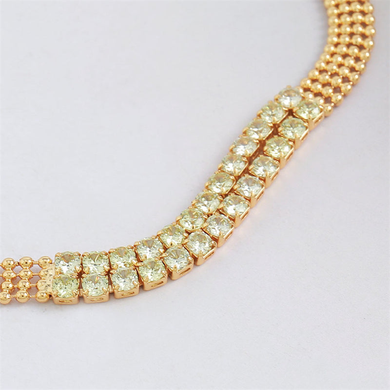 Handmade Geometric Ring & Square Zircon Bracelet - Genuine Gold Plated Copper 8.1g Light Luxury Women's Jewelry