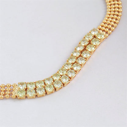 Handmade Geometric Ring & Square Zircon Bracelet - Genuine Gold Plated Copper 8.1g Light Luxury Women's Jewelry