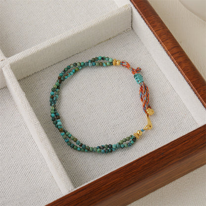 Handmade Hubei Turquoise & 925 Silver Ruyi Bracelet - Chinese Style Geometric Unisex Jewelry, Electroplated