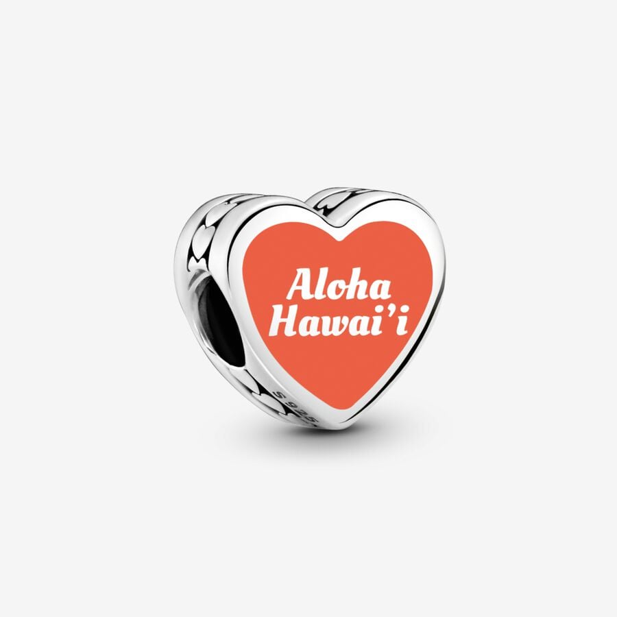 Hawaii Aloha Heart Charm
