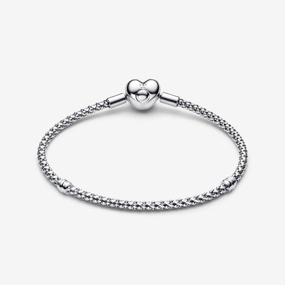 Sterling Silver Heart Clasp Studded Bracelet