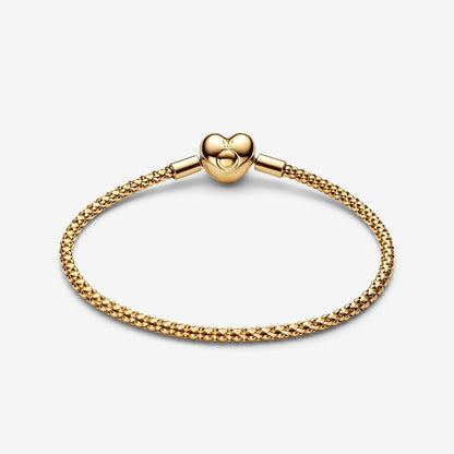 14k Gold Heart Clasp Studded Bracelet
