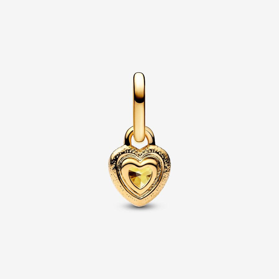Tiny Heart Charm with Textured Gold Border