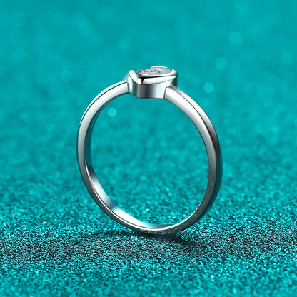 Heart-Shaped Moissanite Solitaire Ring - 925 Sterling Silver Floral Accent Minimalist Ring for Women