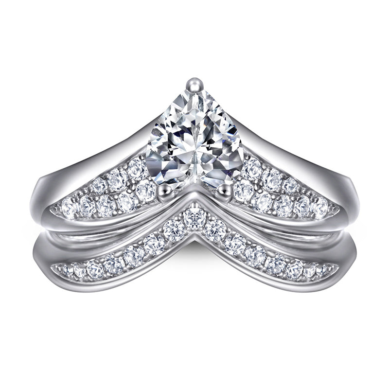 Heart-Shaped Zircon Ring Set - 925 Sterling Silver Love Promise & Engagement Jewelry for Women