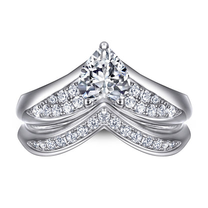 Heart-Shaped Zircon Ring Set - 925 Sterling Silver Love Promise & Engagement Jewelry for Women