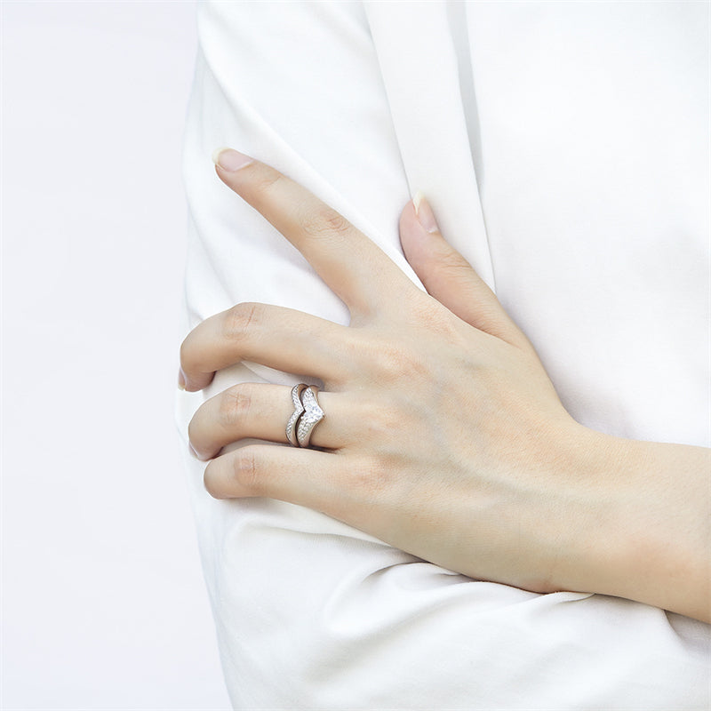 Heart-Shaped Zircon Ring Set - 925 Sterling Silver Love Promise & Engagement Jewelry for Women