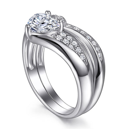 Heart-Shaped Zircon Ring Set - 925 Sterling Silver Love Promise & Engagement Jewelry for Women