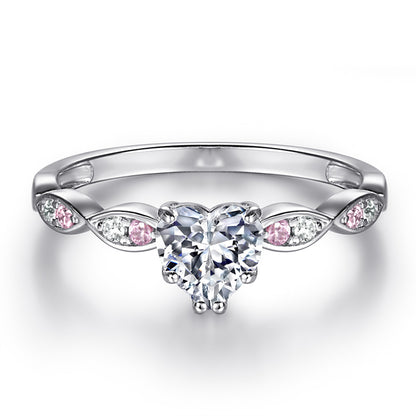 Heart-Shaped Zircon Ring Set - 925 Sterling Silver Romantic Stackable Jewelry for Women