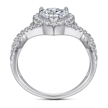 Heart-Shaped Zircon Silver Ring - 925 Sterling Silver Dainty Love Jewelry for Women