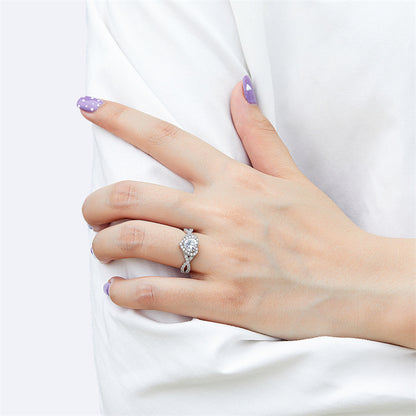 Heart-Shaped Zircon Silver Ring - 925 Sterling Silver Dainty Love Jewelry for Women