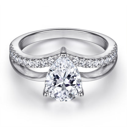 Heart-Shaped Zirconia 925 Silver Ring - Romantic European-Inspired Band
