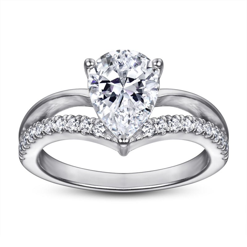 Heart-Shaped Zirconia 925 Silver Ring - Romantic European-Inspired Band