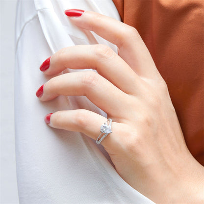 Heart-Shaped Zirconia 925 Silver Ring - Romantic European-Inspired Band