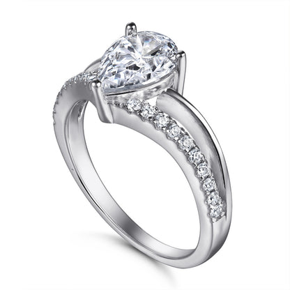 Heart-Shaped Zirconia 925 Silver Ring - Romantic European-Inspired Band