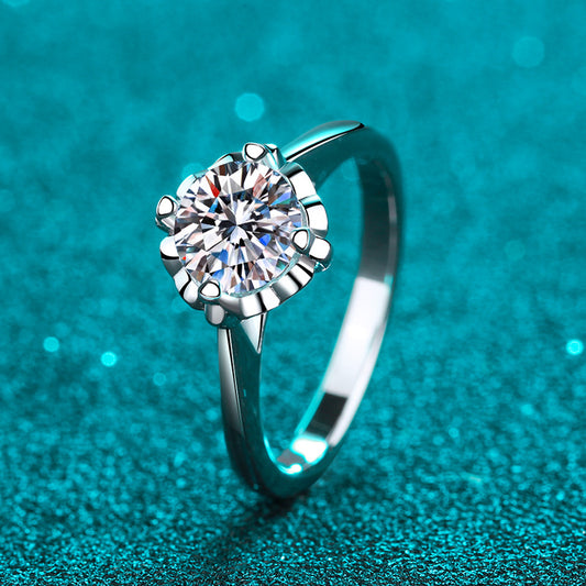 Heart Bloom PT950 Plated Moissanite Ring - 925 Sterling Silver with Cultural Motifs