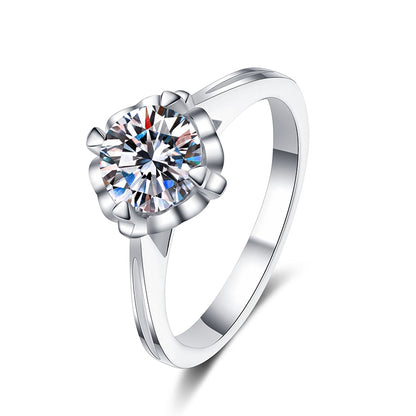 Heart Bloom PT950 Plated Moissanite Ring - 925 Sterling Silver with Cultural Motifs