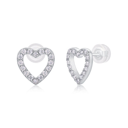Heart Moissanite Stud Earrings in 925 Silver