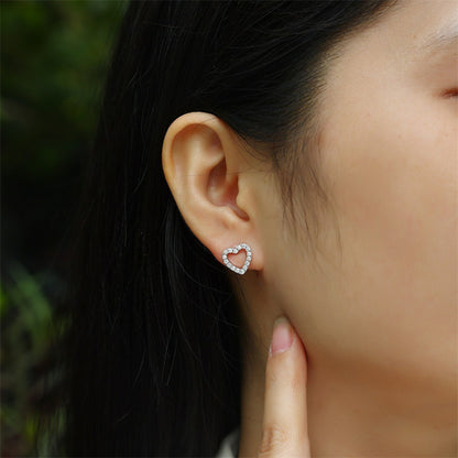 Heart Moissanite Stud Earrings in 925 Silver