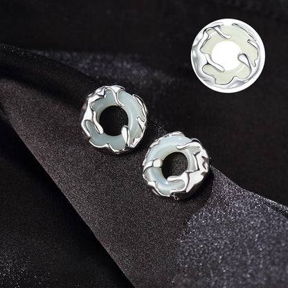 925 Sterling Silver Hetian Jade Earrings - Chinese Style Peace Buckle Design