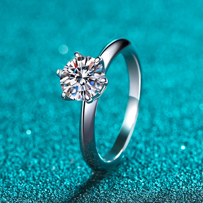 Hexagon Women's Ring in 925 Silver with PT950 Plating | 5ct Moissanite or 11mm Zircon | Adjustable Ring (Size 9-23)