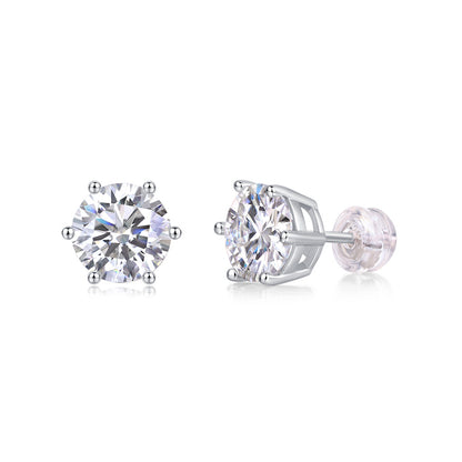 Hexagonal Sterling Silver Moissanite Stud Earrings for Women