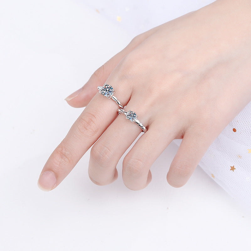 Hippo Motif PT950 Plated Moissanite Wedding Ring - 925 Sterling Silver Vintage Inspired Band