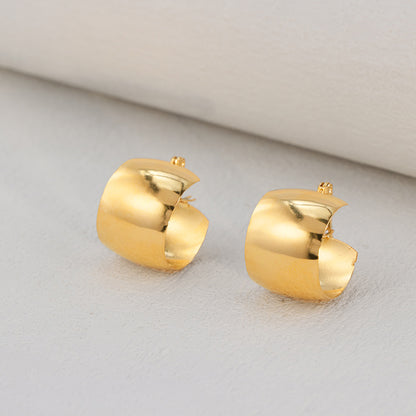 Classic Gold Stainless Steel Hoop Earrings - Timeless Style