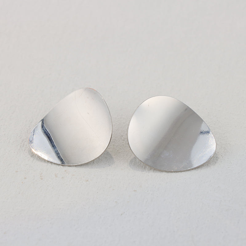Stainless Steel Stone-Inspired Stud Earrings - Modern Elegance