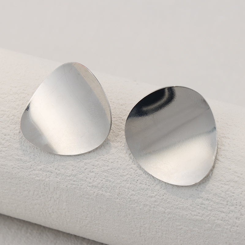 Stainless Steel Stone-Inspired Stud Earrings - Modern Elegance