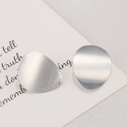 Stainless Steel Stone-Inspired Stud Earrings - Modern Elegance