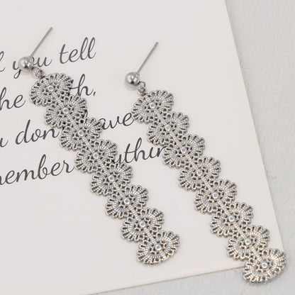 Stainless Steel Floral Drop Earrings - Nature's Elegance