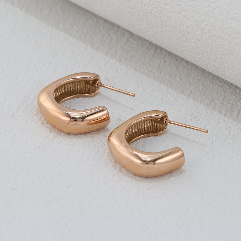 Rose Gold Stainless Steel Hoop Earrings - Symmetrically Chic