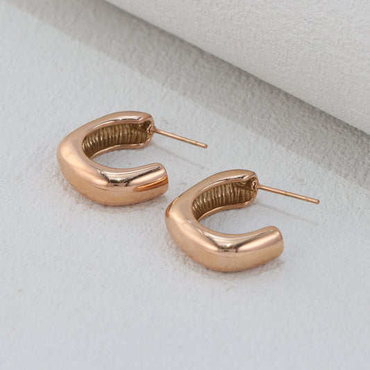 Rose Gold Stainless Steel Hoop Earrings - Symmetrically Chic