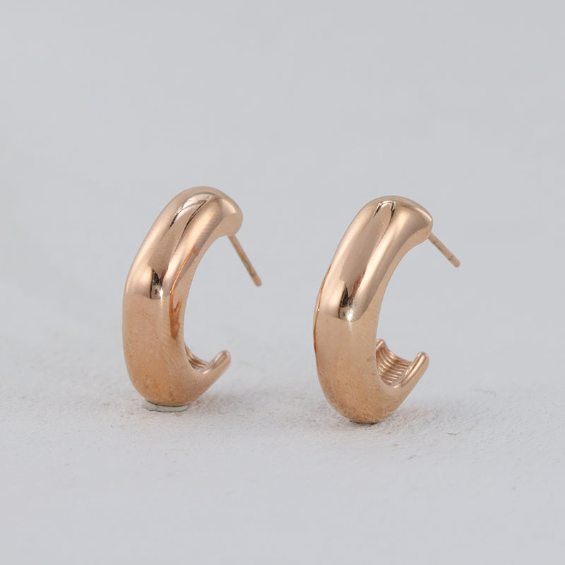 Rose Gold Stainless Steel Hoop Earrings - Symmetrically Chic