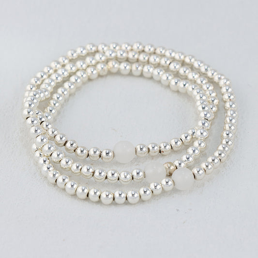 Silver Copper Beaded Bracelet - Traditional Cultural Prayer Jewelry for Men & Women