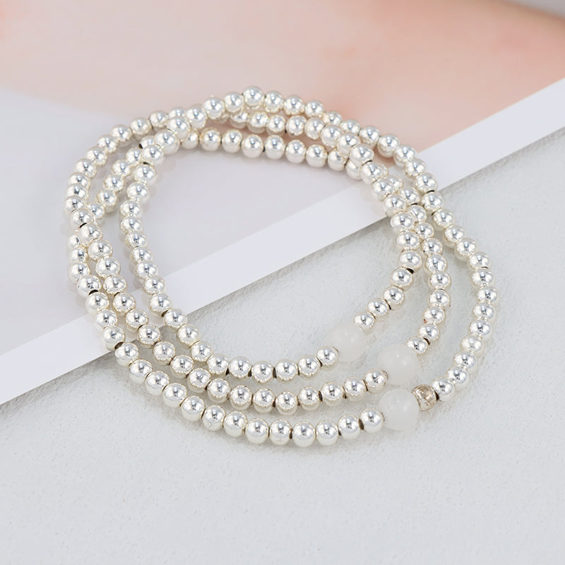 Silver Copper Beaded Bracelet - Traditional Cultural Prayer Jewelry for Men & Women